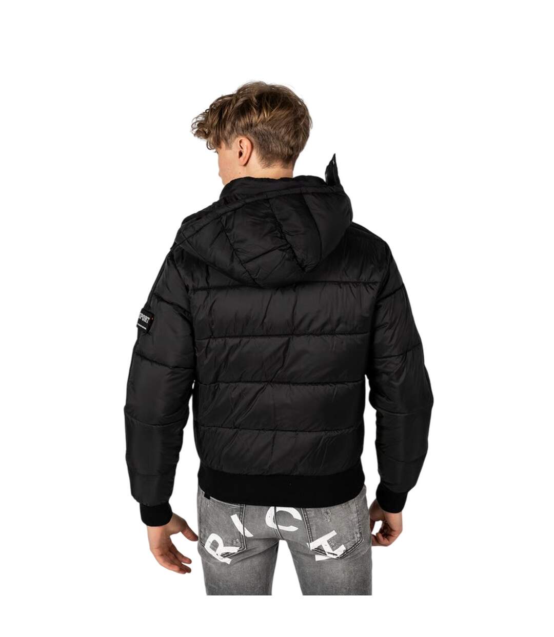 Mens Taped Sleeve Padded Jacket Black Plein Sport-4