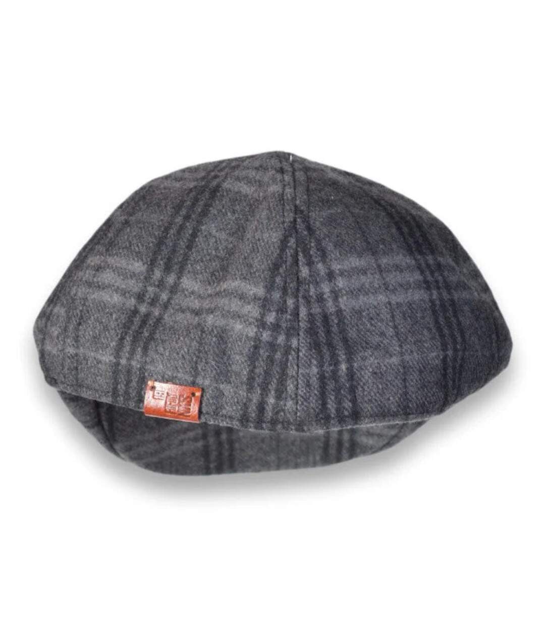 Casquette Rétro Femme en Viscose et Laine - Gris Carreaux-4