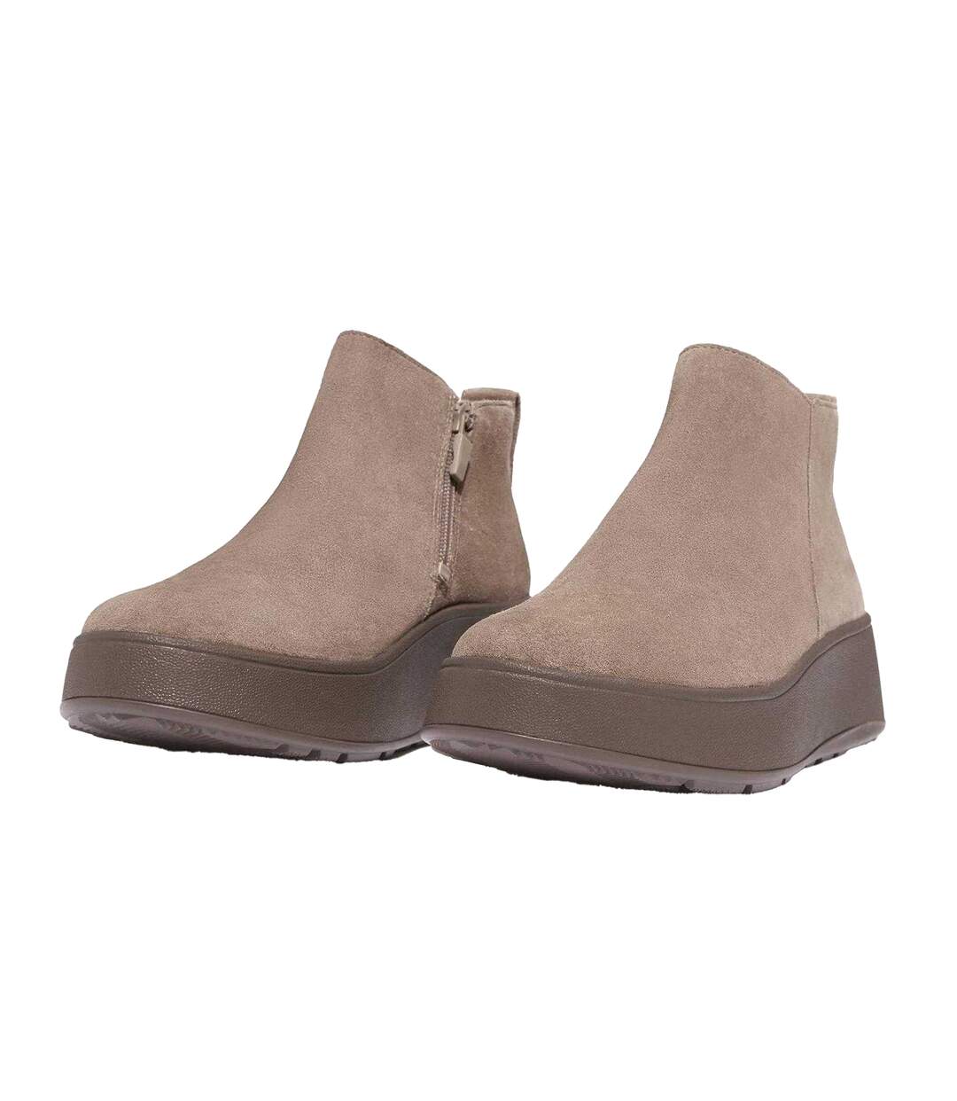 Womens/ladies F-mode Suede Flatform Ankle Boots Grey Fit Flop-4