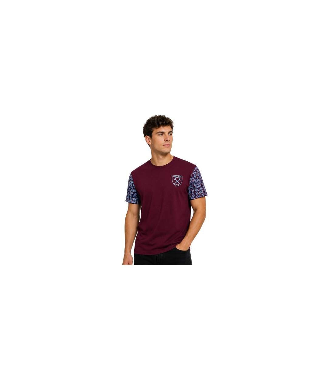 Mens West Ham United Fc T-shirt Claret Blue Source Lab-1