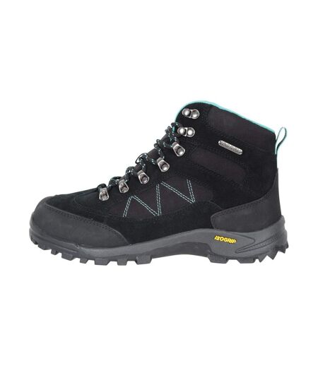 Womens/ladies Storm Suede Waterproof Hiking Boots Black Mountain Warehouse