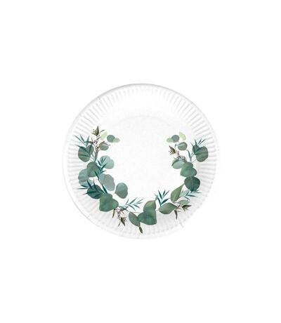 Lot de 10 Assiettes en Carton Eucalyptus 23cm Blanc