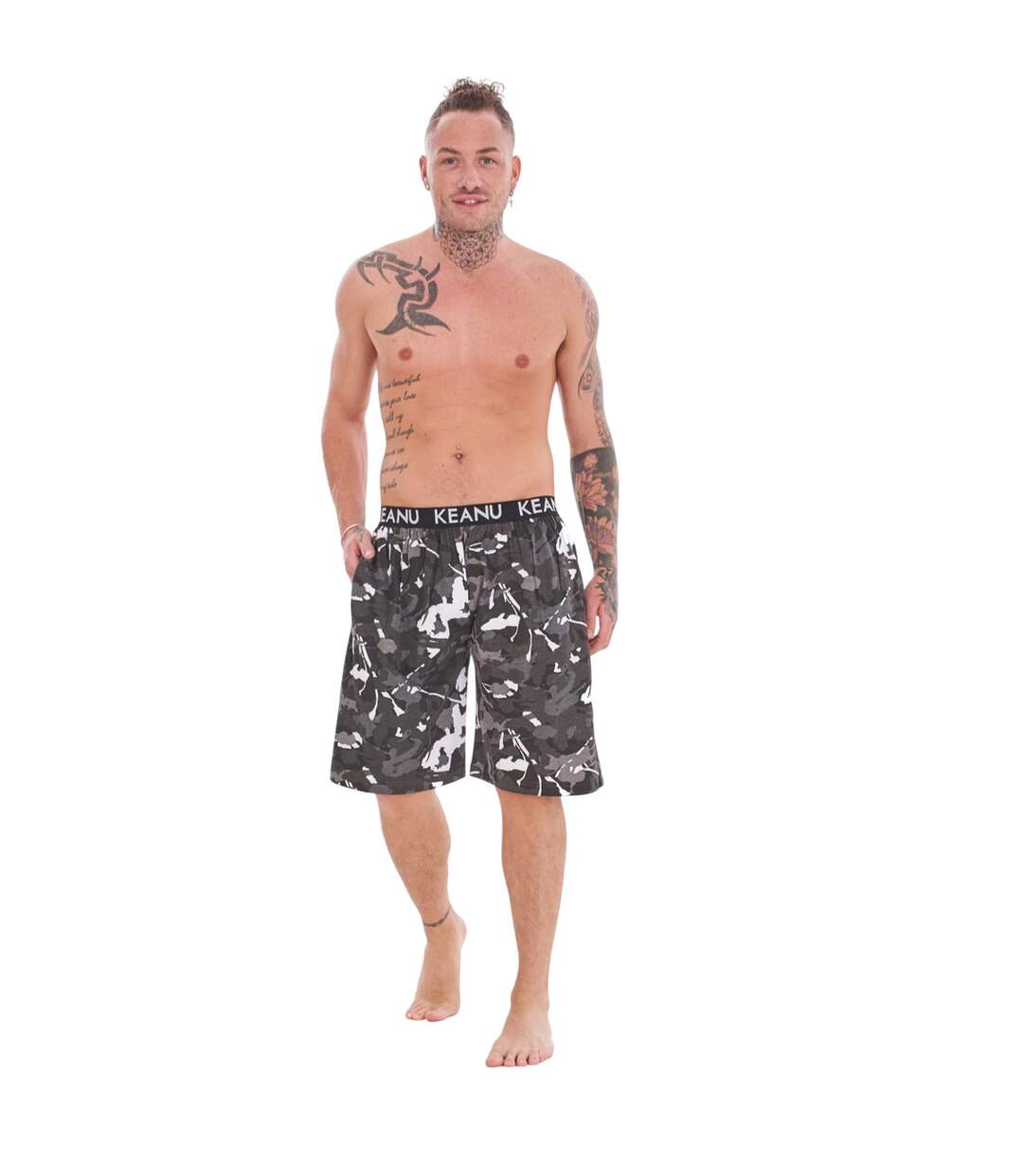Shorts De Détente Motif/style Camouflage Homme Vert Noir Keanu-1
