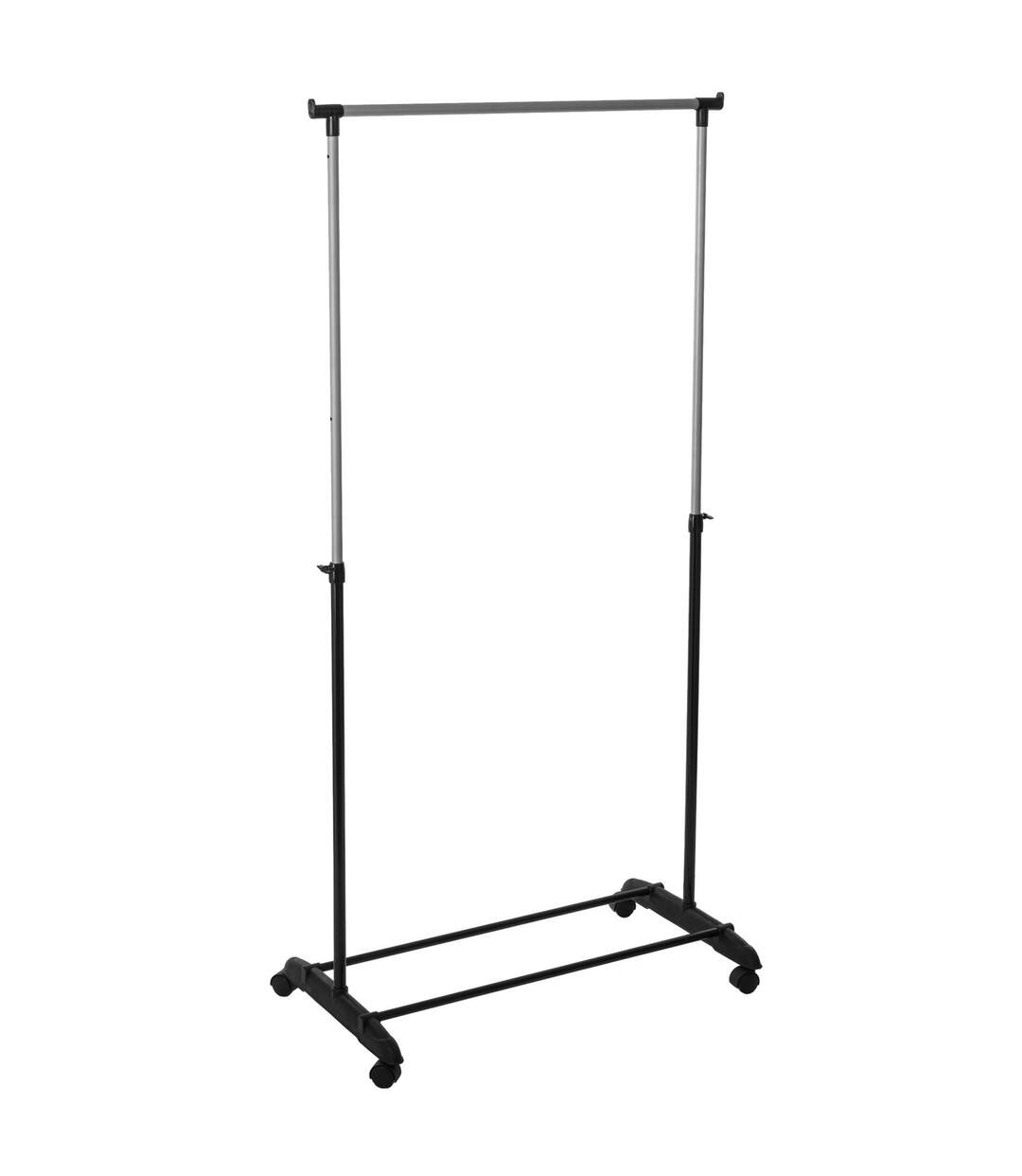 Penderie portant à vêtements réglable sur roulette - H. 160 cm - Gris et Noir-1