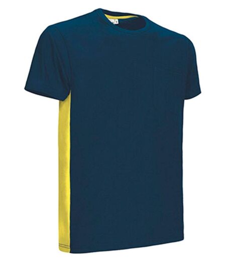 T-shirt bicolore - Unisexe - réf THUNDER - bleu marine et jaune
