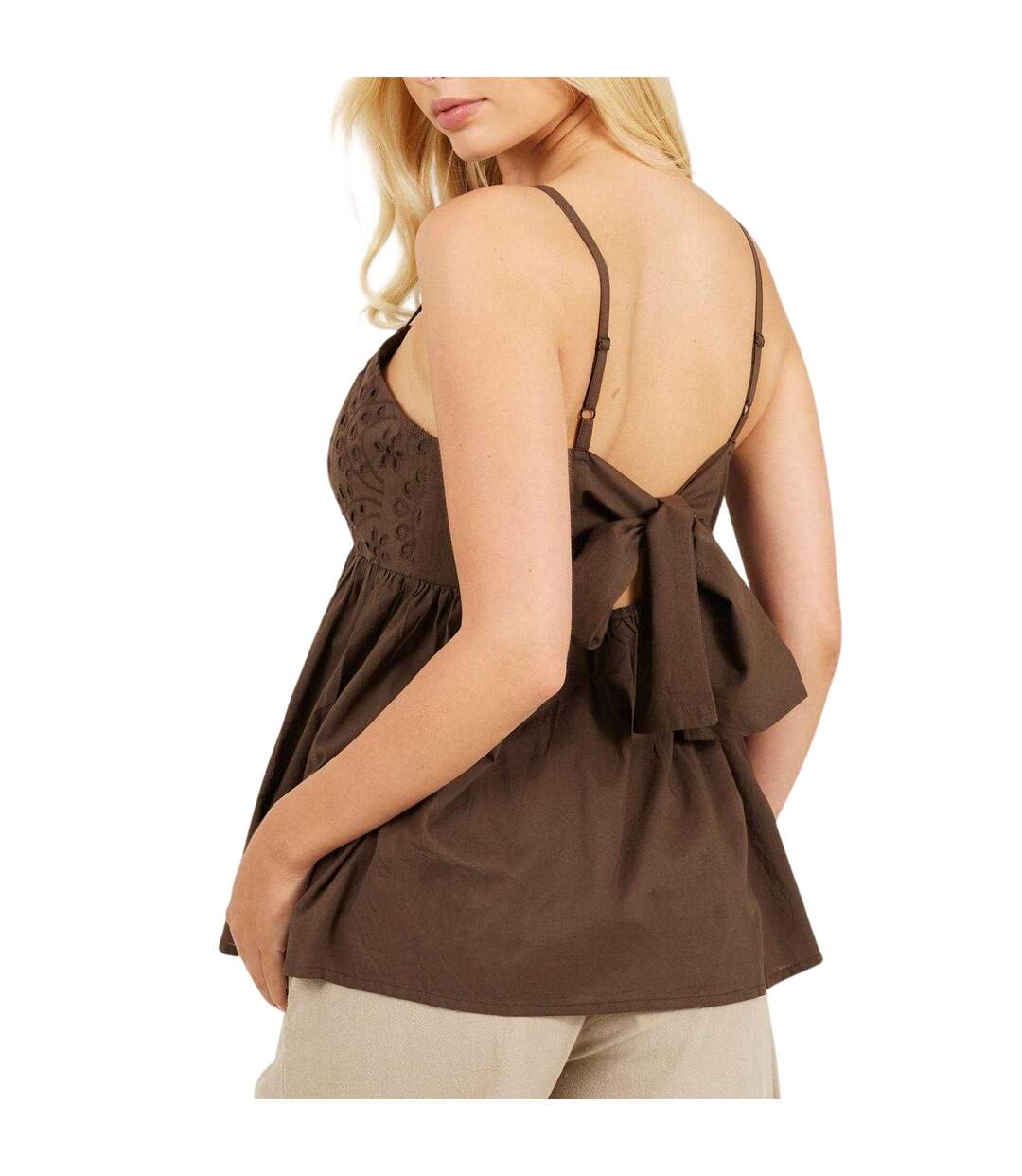 Débardeur Motif/style Broderie Femme Marron Brave Soul-3