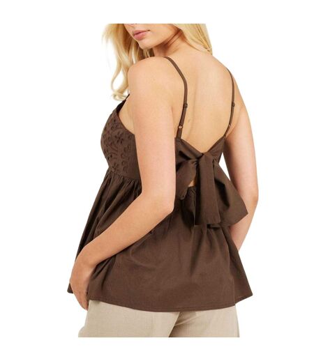 Débardeur Motif/style Broderie Femme Marron Brave Soul