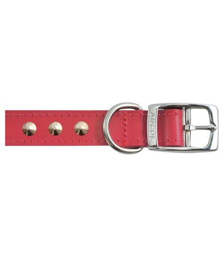 Pet products heritage leather studded dog collar size 7 red Ancol