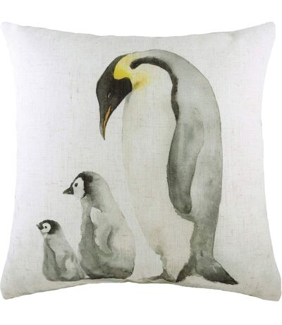 Penguin family cushion cover one size off white/black/grey Evans Lichfield