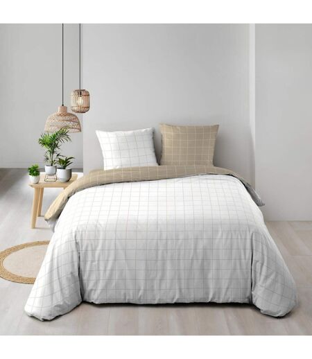 Parure de Lit Réversible 3 Pièces Cadria 200x200cm Naturel