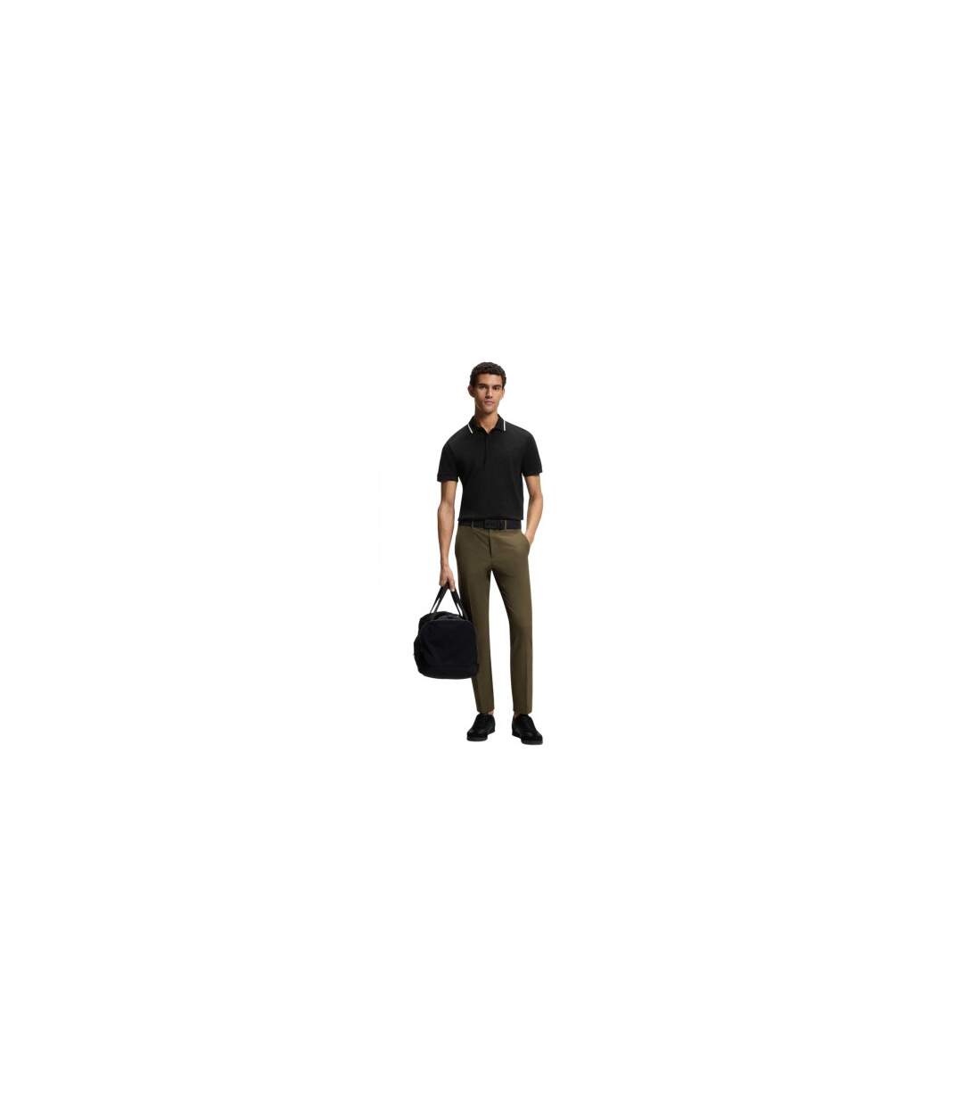 Mens Join Paddy Embroidered Logo Regular Polo Shirt Black Boss-1