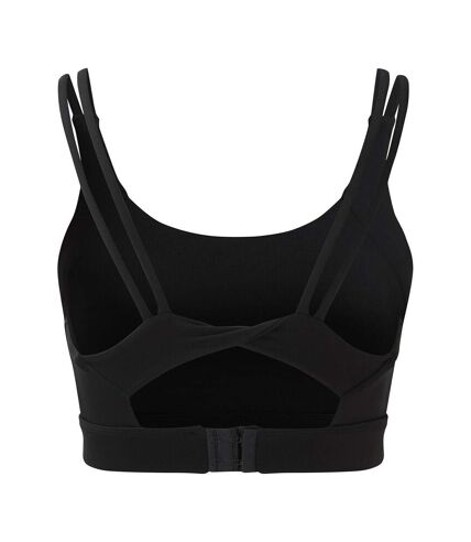 Womens/ladies cross back medium impact sports bra black TriDri