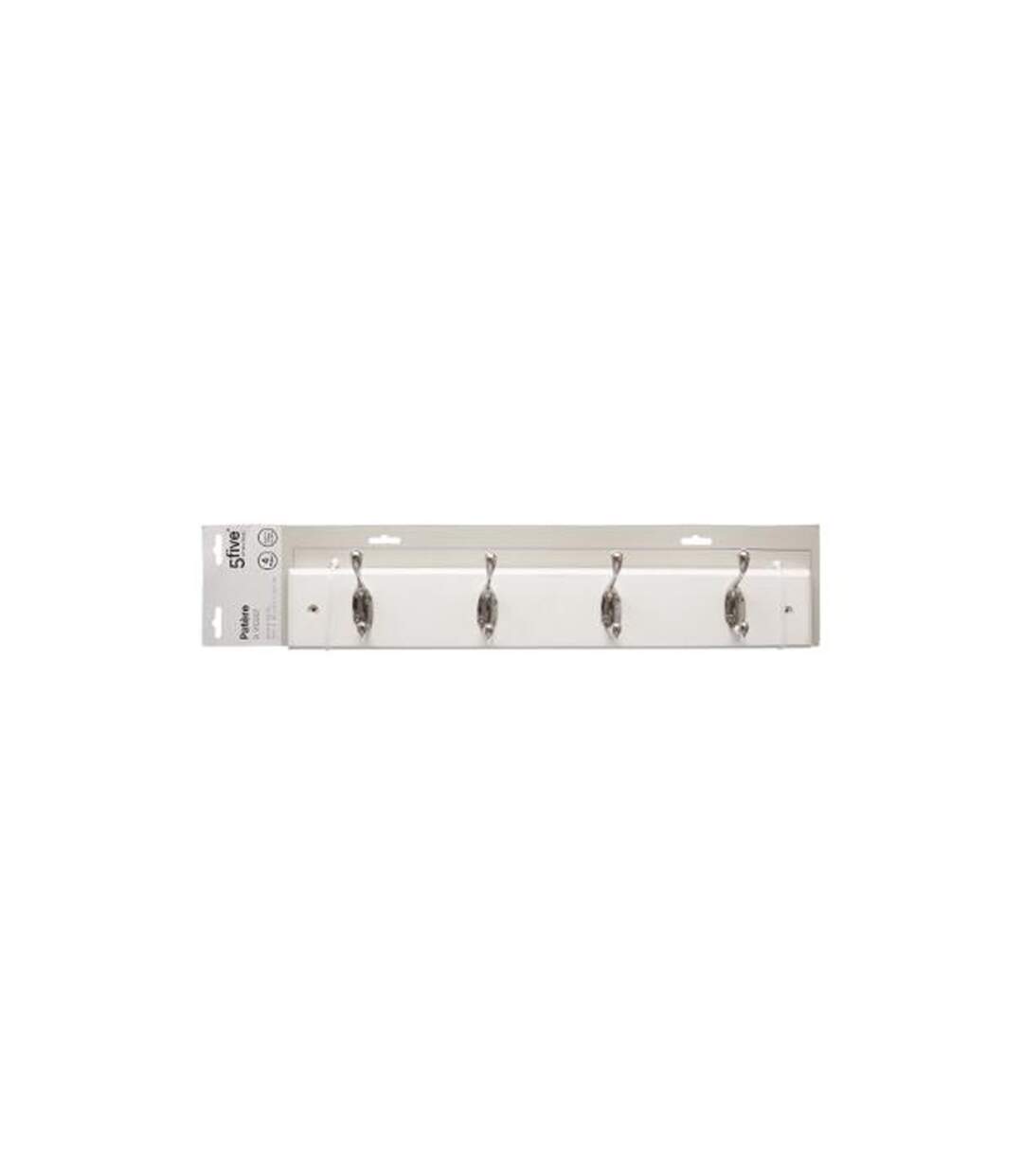 Patère en Bois & Métal 4 Têtes 42cm Blanc-2