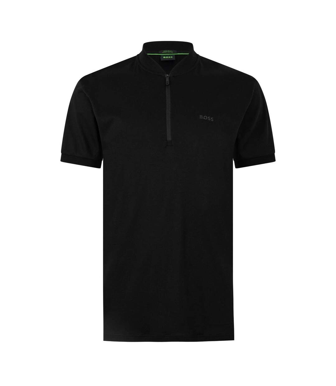 Mens Pl Unity Pariq Quarter Zip Regular Polo Shirt Black Boss-1