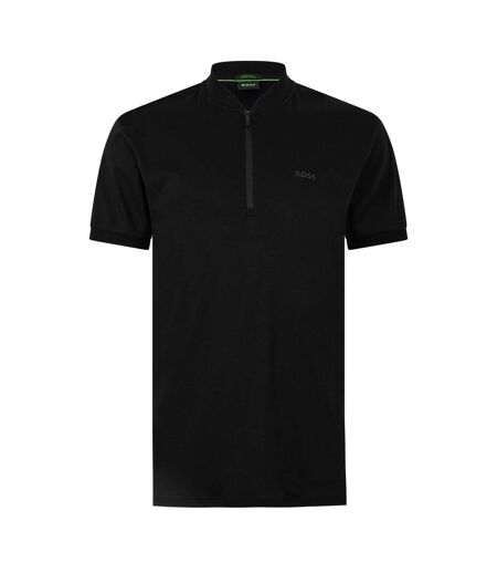 Mens Pl Unity Pariq Quarter Zip Regular Polo Shirt Black Boss