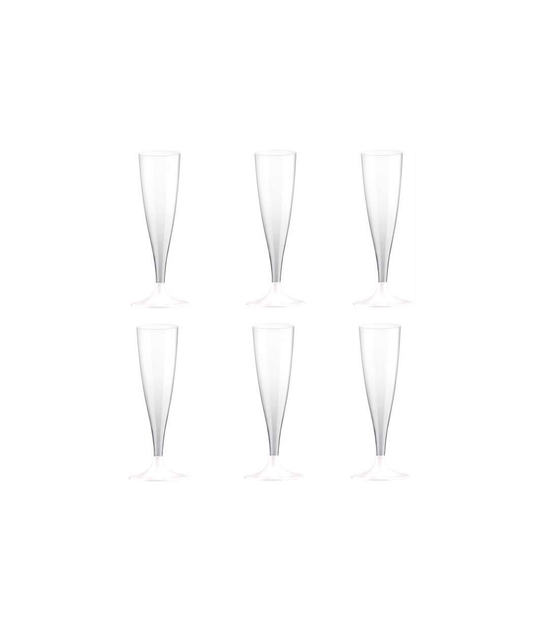 Lot de 6 Flûtes à Champagne Réutilisable Plastique 14cl Blanc-1