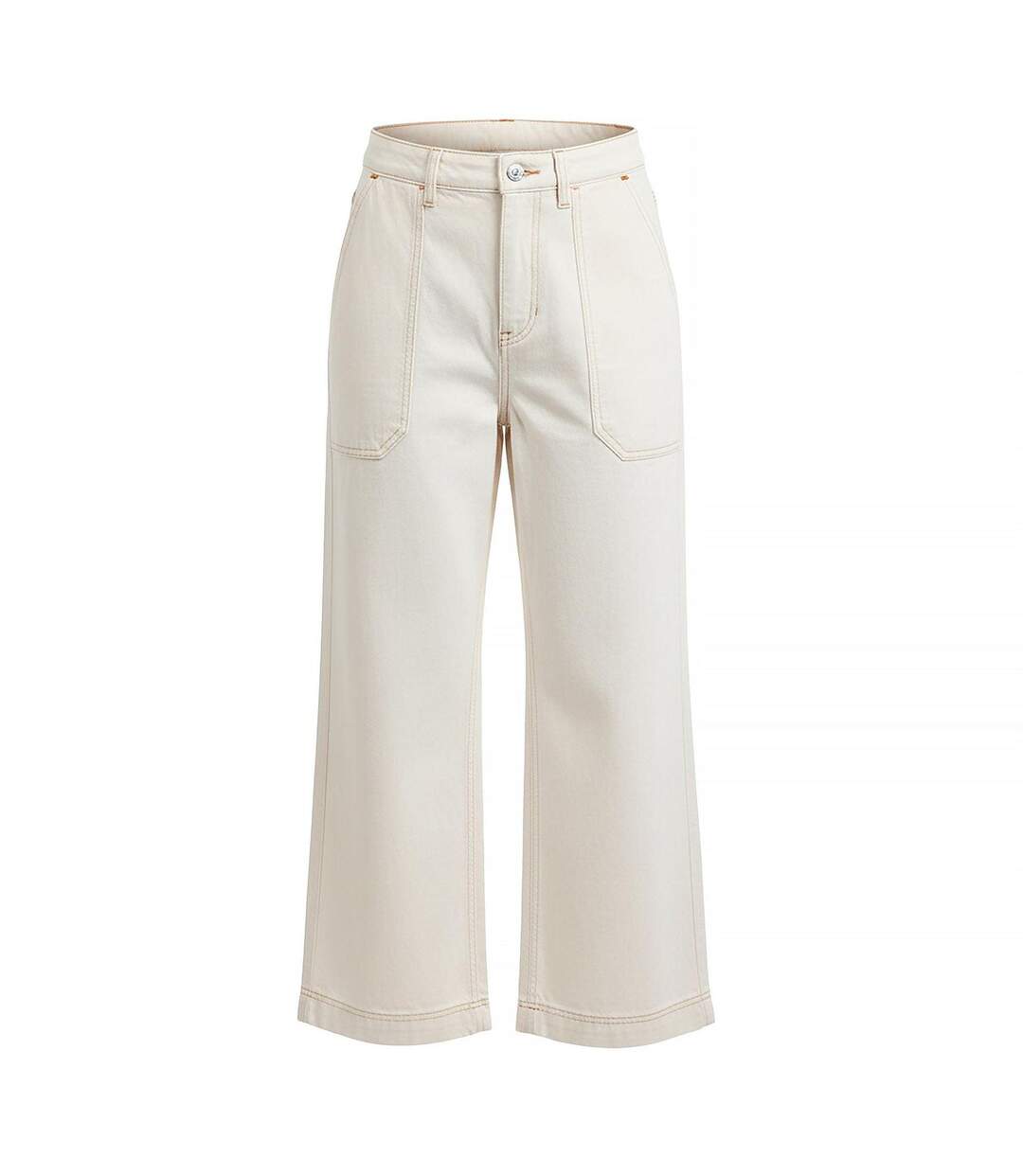 Womens/ladies Marlene Cotton Wide Leg Jeans Natural Boss-1