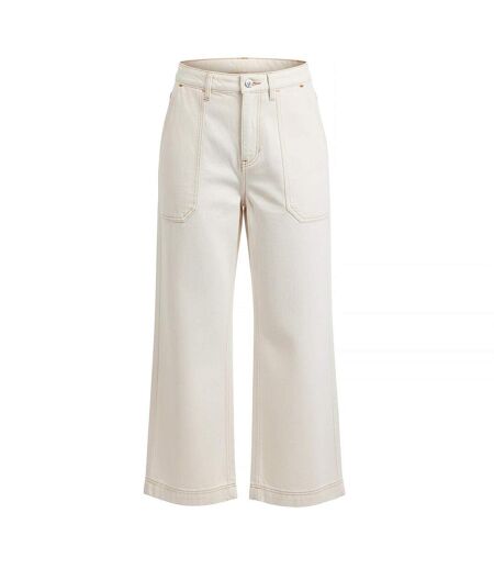 Womens/ladies Marlene Cotton Wide Leg Jeans Natural Boss