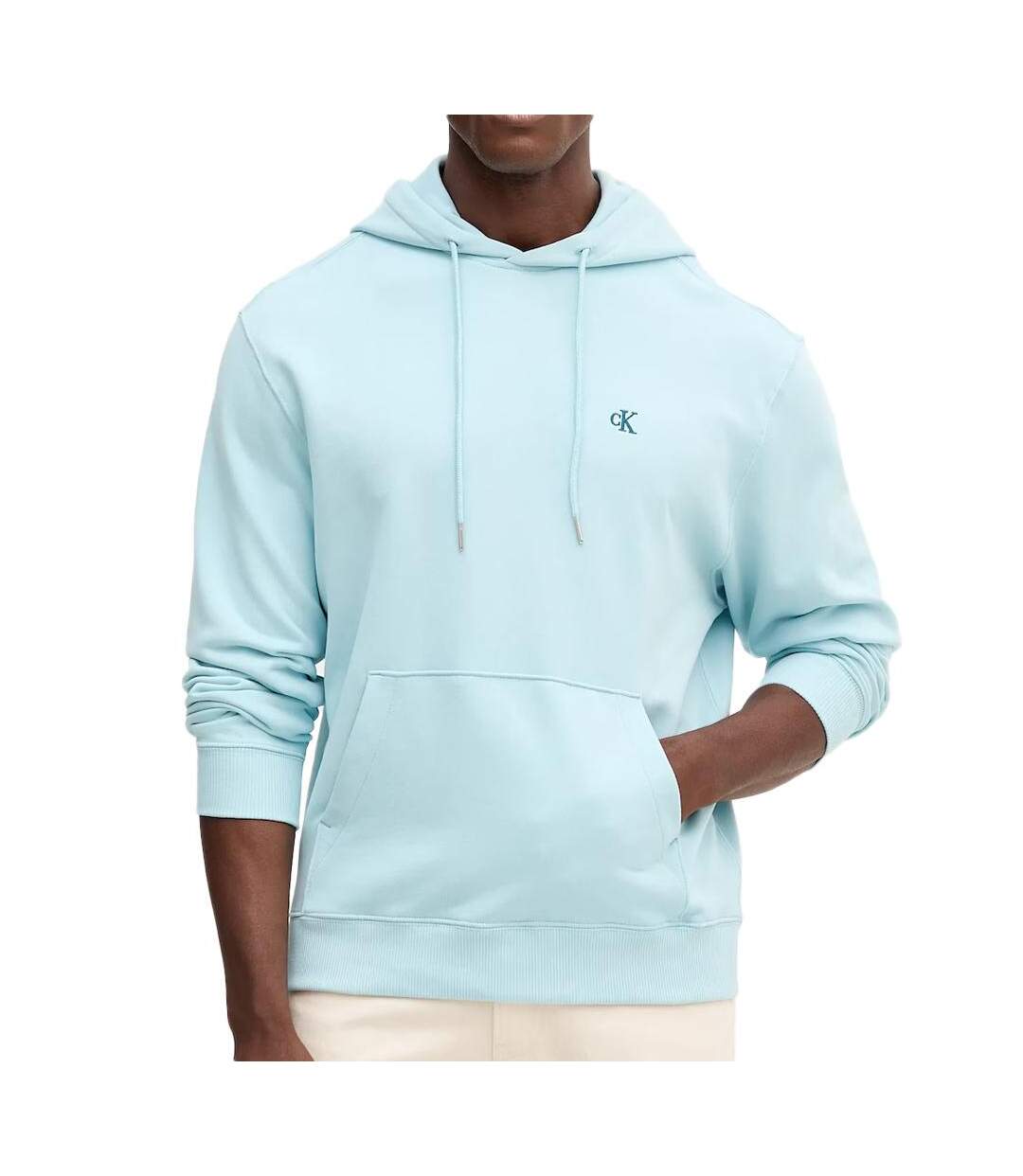 Sweat à capuche bleu clair homme calvin klein jeans  350 terry monog-1