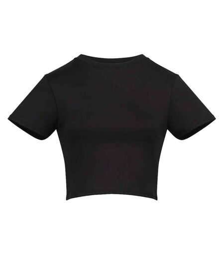 Womens/ladies Recycled Crop T-shirt Jet Black Awdis