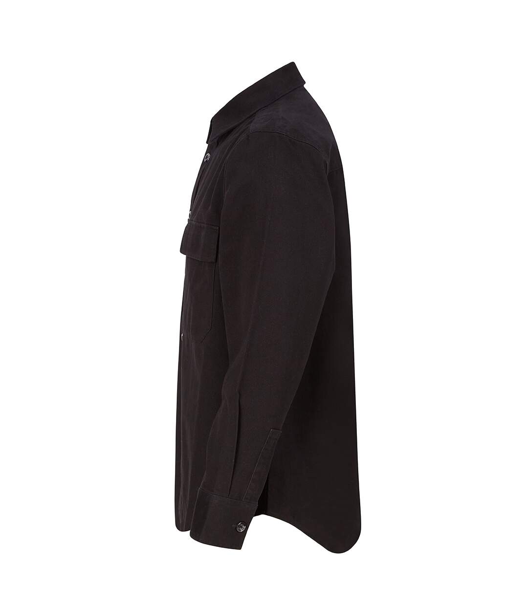 Mens Cotton Drill Overshirt Black Front Row-3