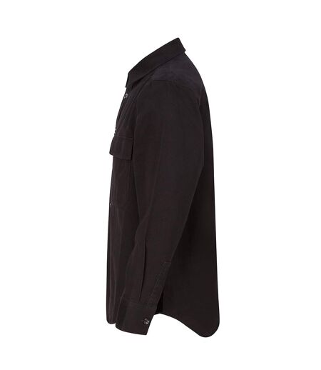 Mens Cotton Drill Overshirt Black Front Row