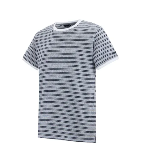 Mens Benlin Striped T-shirt White Navy Regatta