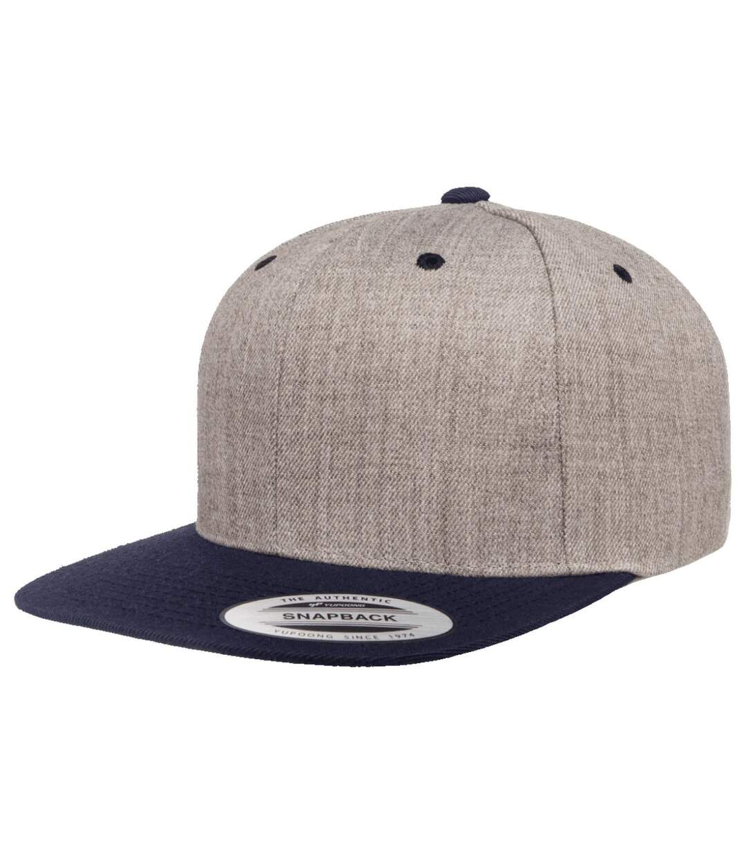 Casquette ajustable classique homme gris chiné / bleu marine Yupoong-1