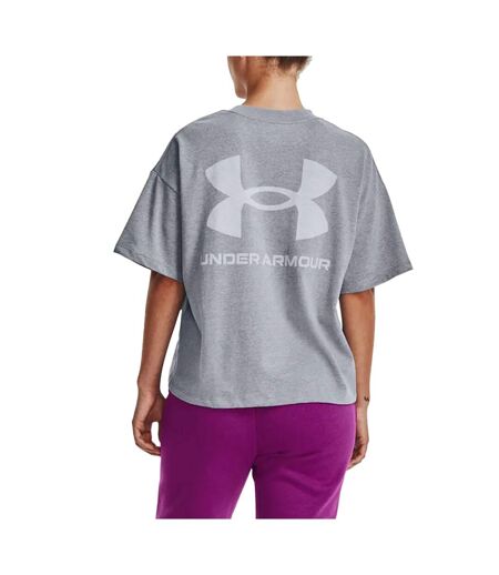 Womens/ladies Logo Heavyweight Oversized T-shirt Grey Under Armour
