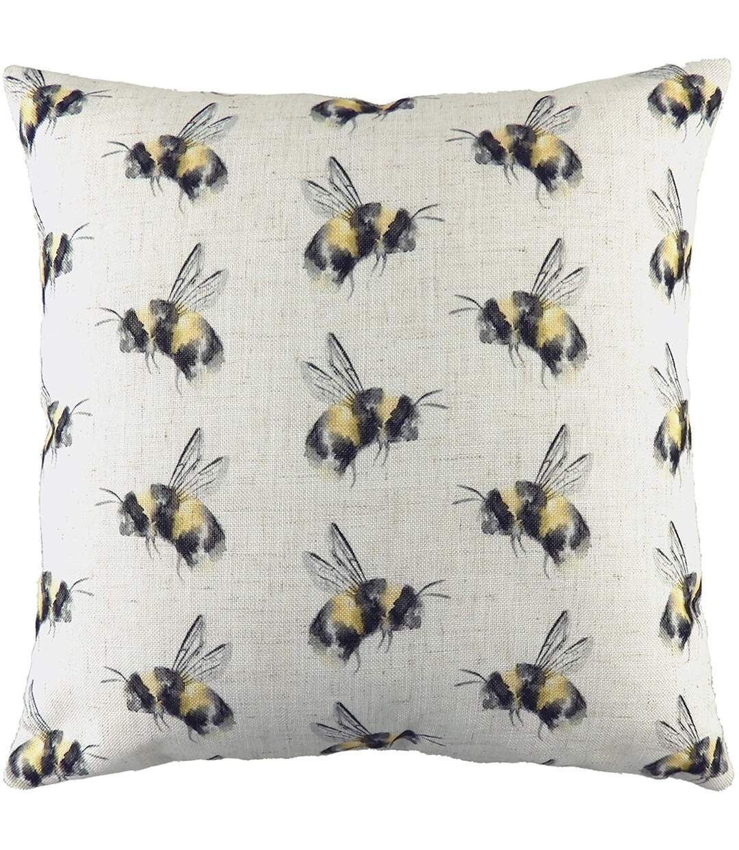 Bee you repeat print cushion cover one size off white/black/yellow Evans Lichfield-1