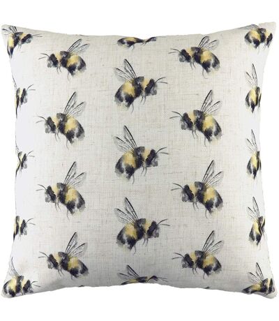 Bee you repeat print cushion cover one size off white/black/yellow Evans Lichfield