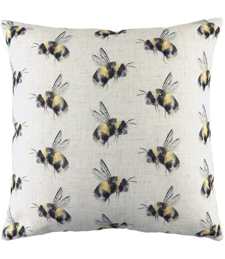 Bee you repeat print cushion cover one size off white/black/yellow Evans Lichfield