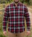 CHALLENGER TRADITION3 — Chemise à carreaux manches longues rouge et gris : l'aisance du tissu extensible-1