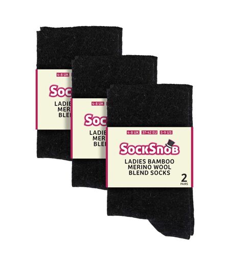 Ladies 6 Pack Bamboo & Merino Wool Blend Socks