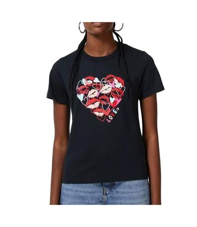 T-shirt Noir Femme Converse Valentine's Day Heart