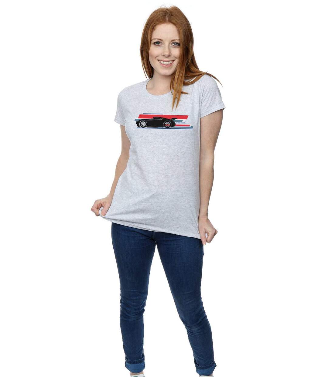 Disney - T-shirt CARS JACKSON STORM STRIPES - Femme (Gris chiné) - UTBI13635-4