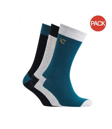 Chaussettes darby homme noir / vert bouteille / gris clair Farah