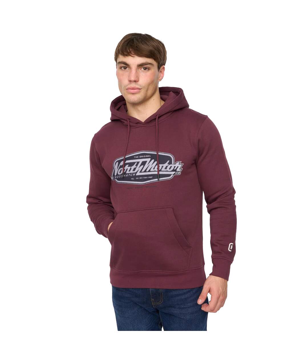 Mens Hellmere Hoodie Rum Raisin Crosshatch-3