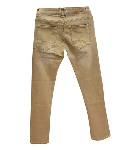 Jean homme coupe droite -  couleur camel imitation cuir - Confort et aisance