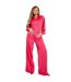 Womens/ladies Satin Wide Leg Trousers Hot Pink I Saw It First-1