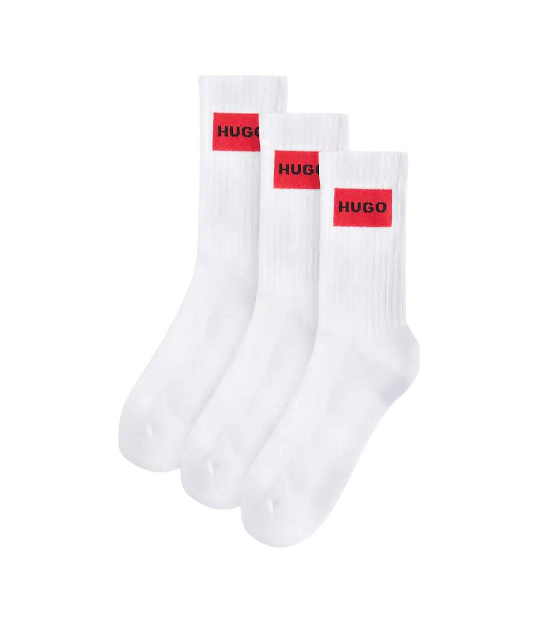 Pack Of 3  Mens Box Logo Ankle Socks  White Hugo-3