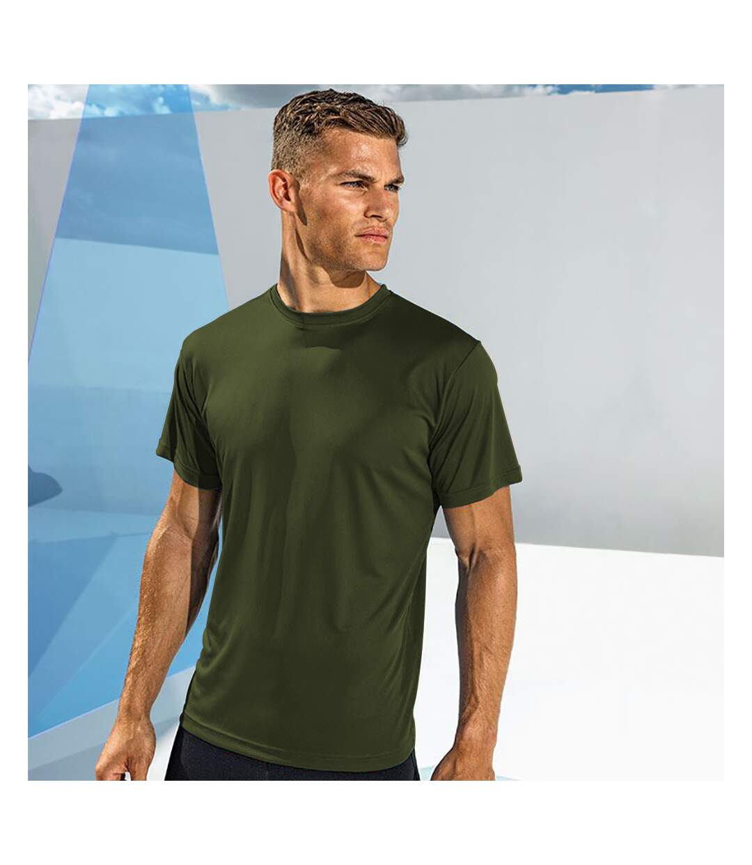 T-shirt de fitness à manches courtes homme olive Tri Dri-2