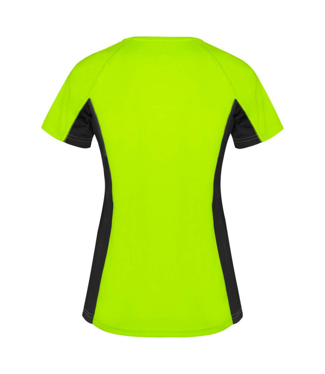 T-shirt shanghai femme vert fluo / noir uni Roly-2