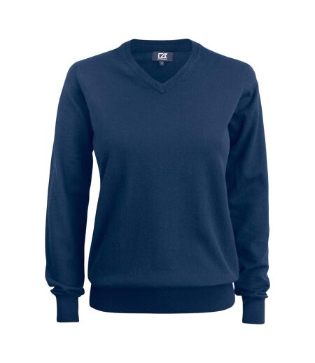 Womens/ladies Oakville V Neck Sweatshirt Dark Navy Cutter & Buck
