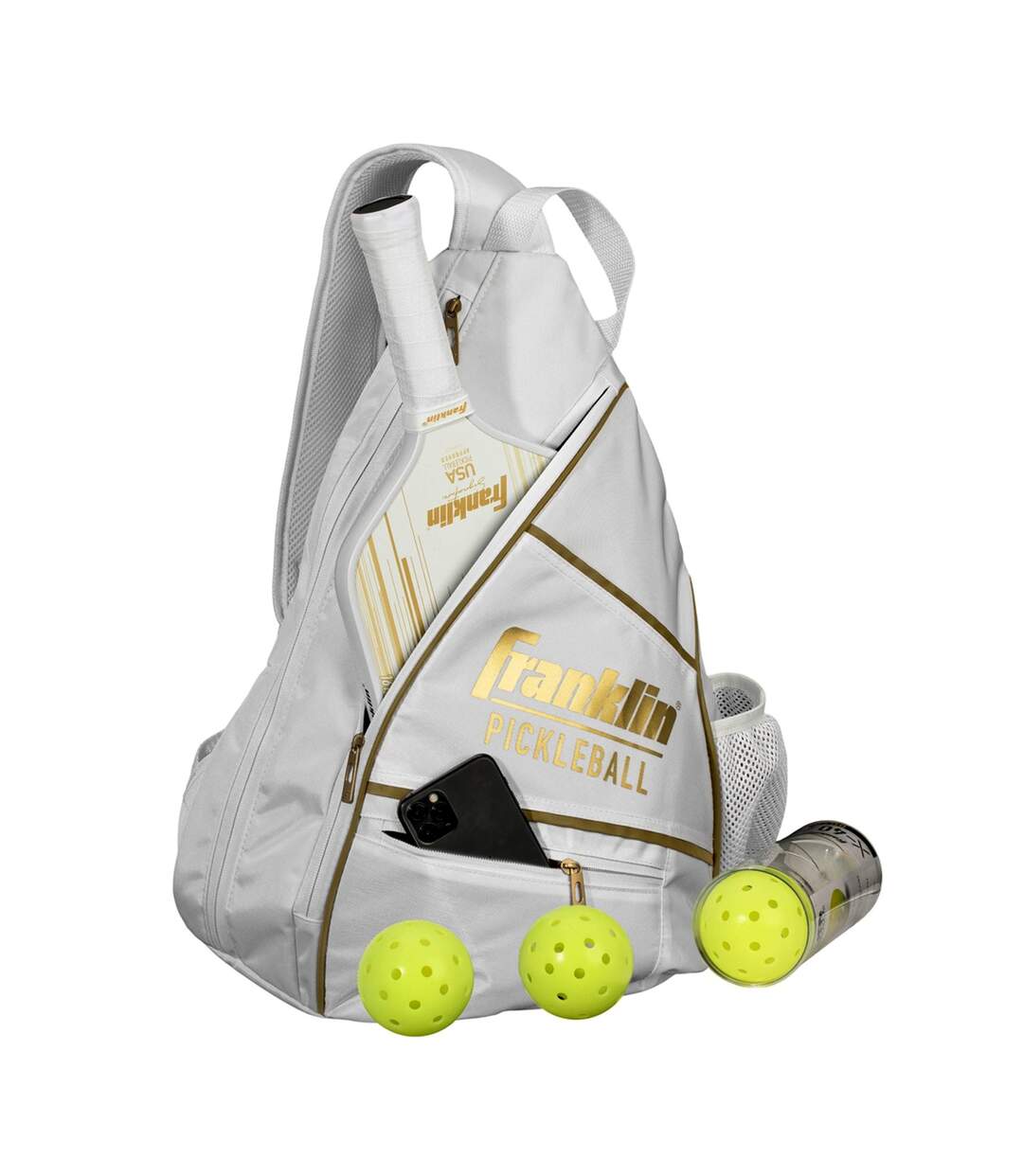 Sac à dos bandoulière pour pickleball taille unique blanc / doré Franklin-2