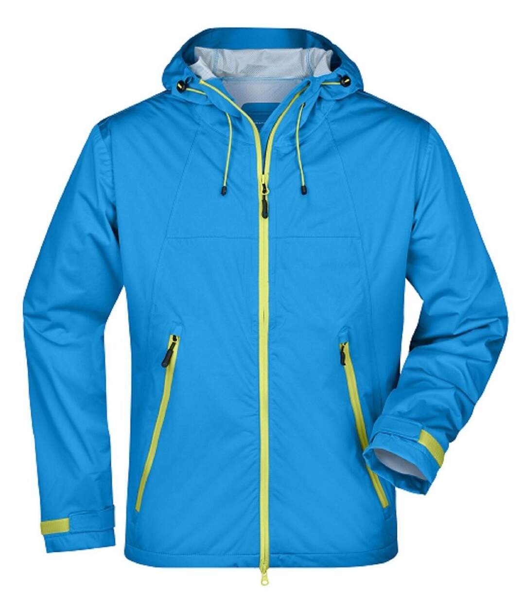 Veste softshell à capuche - Homme - JN1098 - bleu aqua et jaune