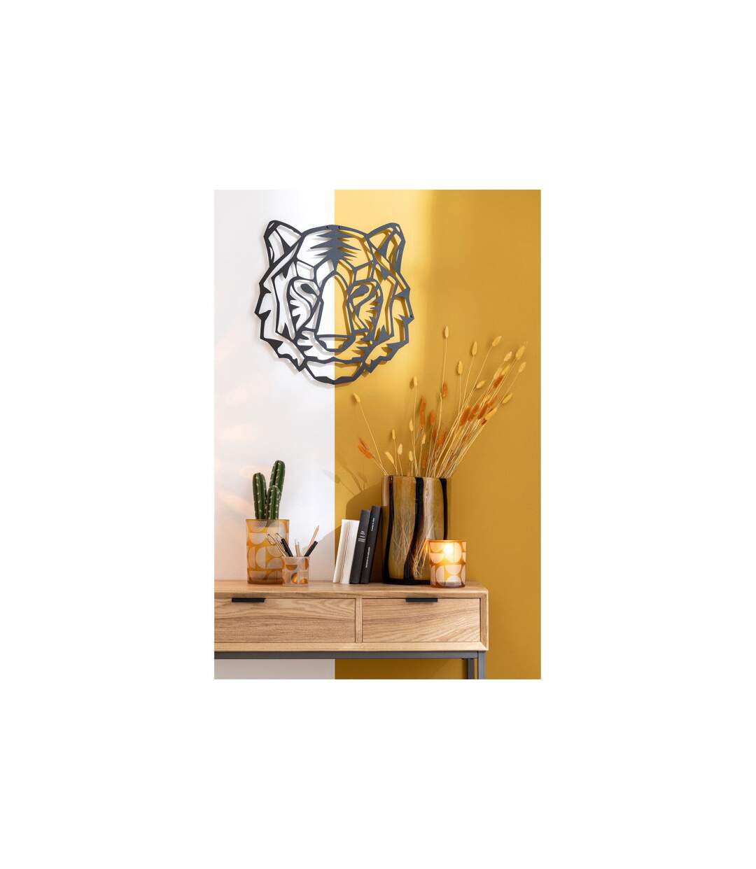 Décoration Murale en Métal Tigre 48cm Noir-3