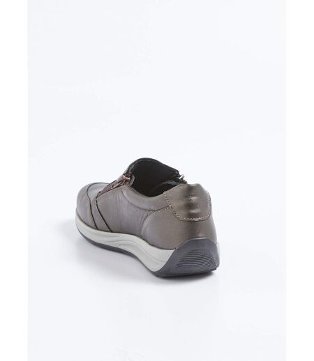 Baskets cuir zippées largeur confort