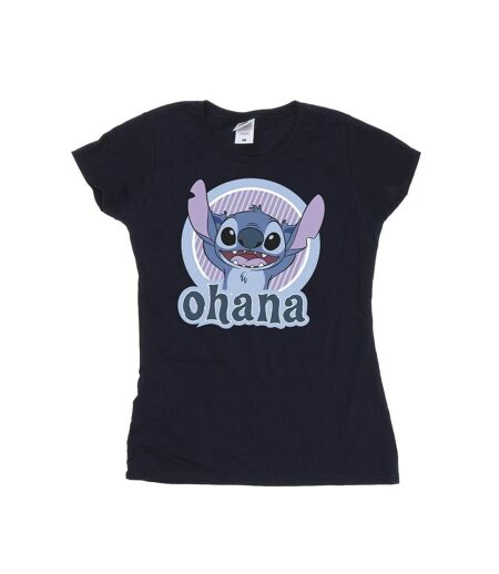 Disney Femmes/Les femmes Lilo And Stitch Ohana Circle Cotton T-Shirt (Bleu marine) - UTBI25857
