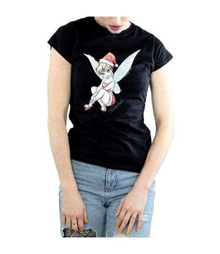 Disney T-shirt en coton Femme/Femme Fée Clochette de Noël (Noir) - UTBI43841